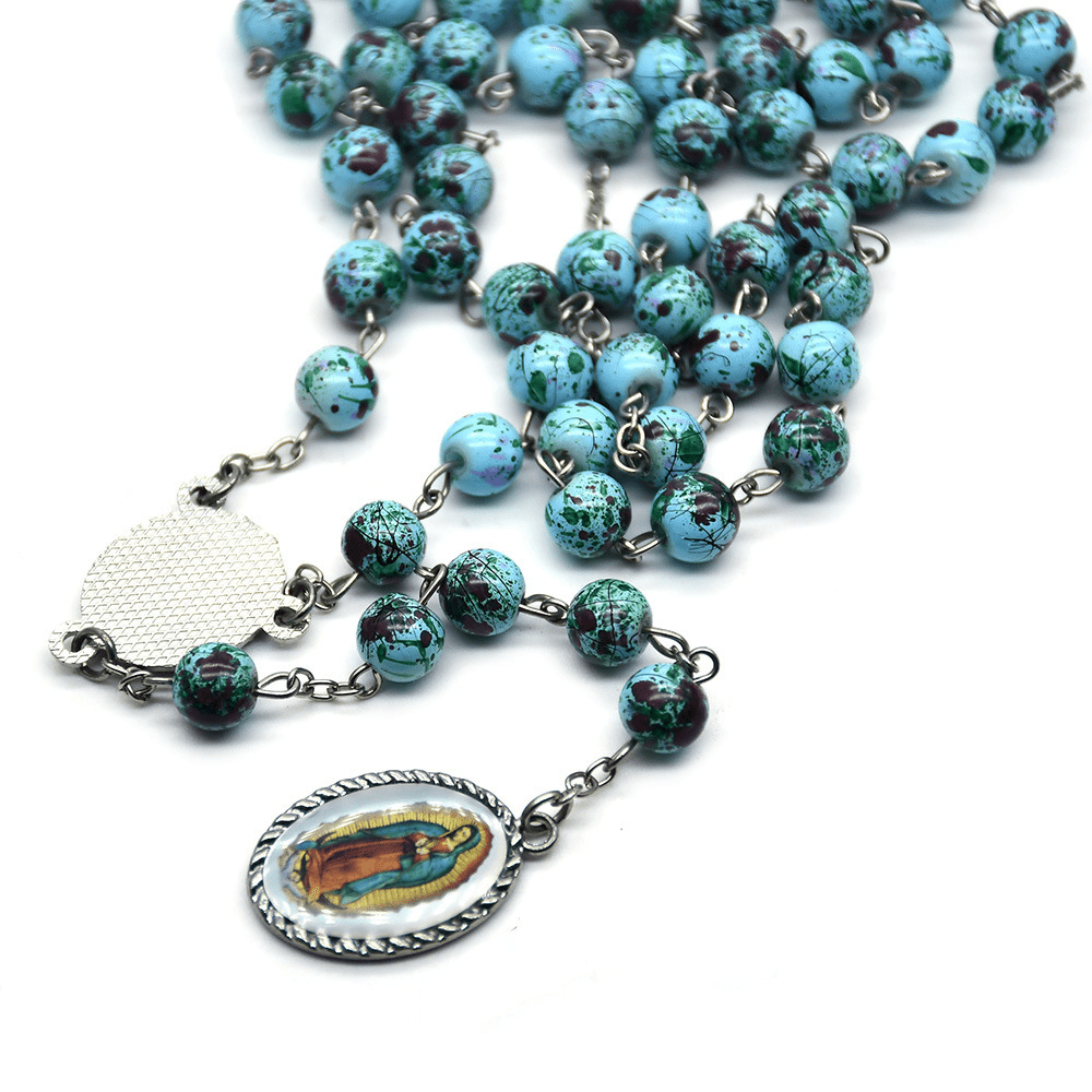 Rosenkranz aus blauen Glasperlen Unserer Lieben Frau von Guadalupe - image 3