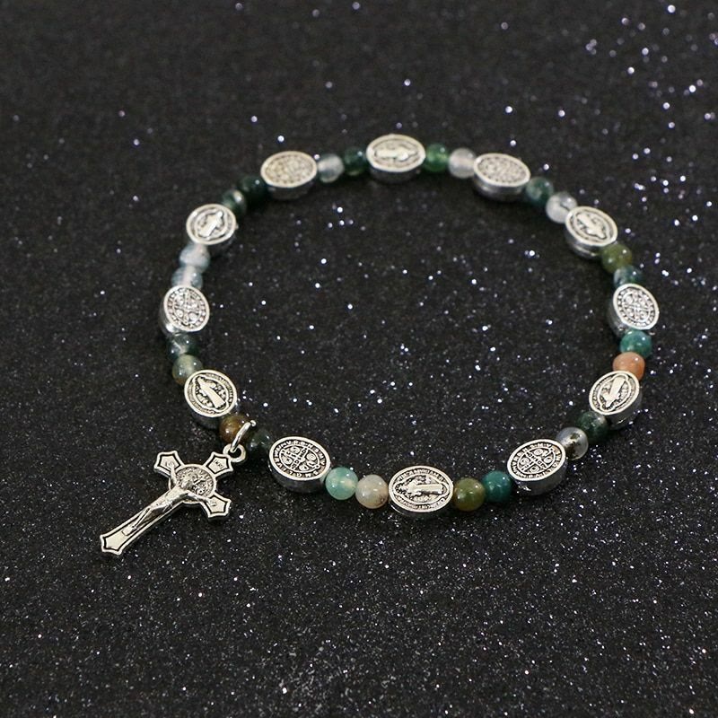 Christianartworkshop Armband aus Achat und Türkis mit St.-Benedikt-Kreuz - image 2