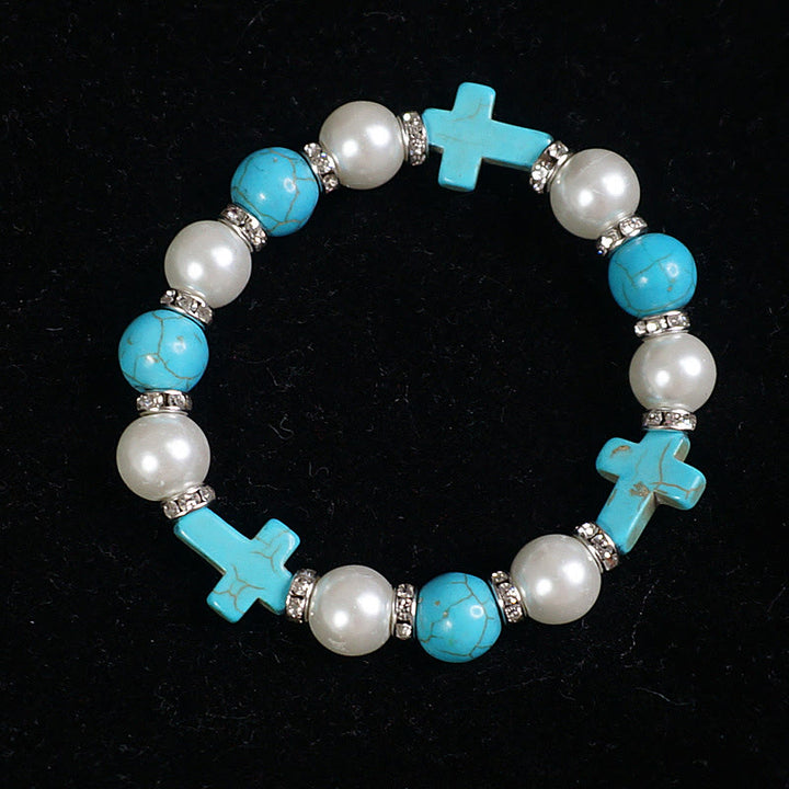 Christianartworkshop Armband mit heilender Energie und Perlen und türkisfarbenem Kreuz - image 5