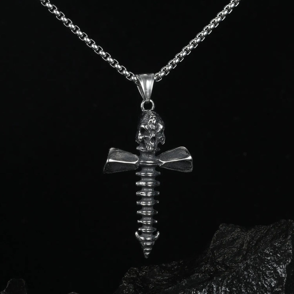 Christianartworkshop Halskette mit Anhänger im Punk-Stil mit Totenkopf und gekreuzten Knochen - image 2