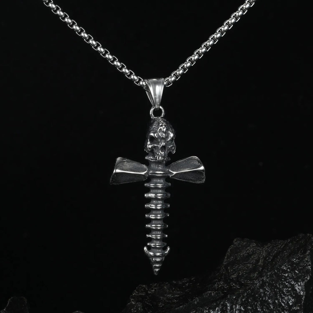 Christianartworkshop Halskette mit Anhänger im Punk-Stil mit Totenkopf und gekreuzten Knochen - image 2