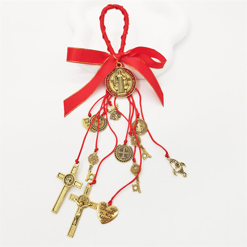 St. Benedikt Haus Segen Schutz Medaillen Home/Auto Aufhänger - Golden - image 8