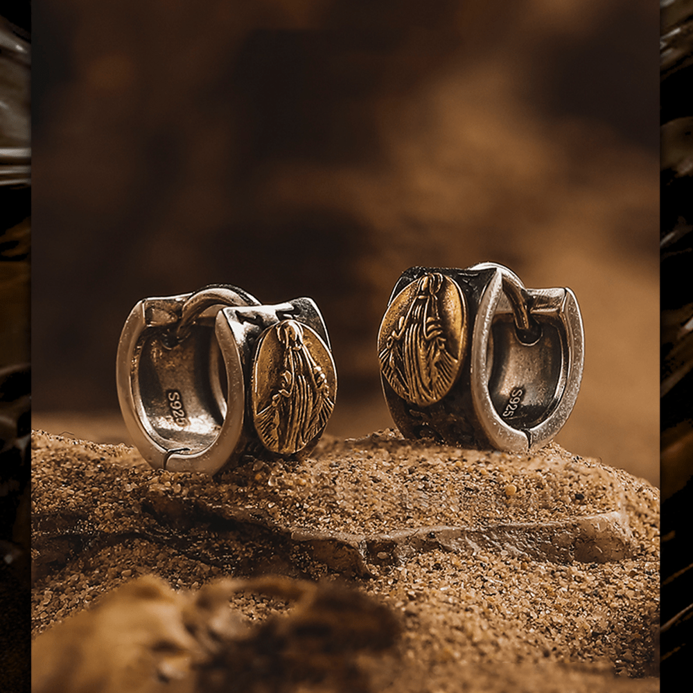 Christianartworkshop Jungfrau Maria Silber Ohrringe Religion Schmuck - image 3