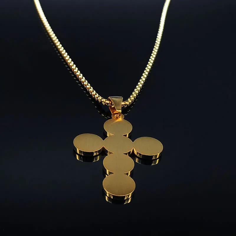 Runde Halskette mit goldenem Benediktkreuz-Anhänger - image 5
