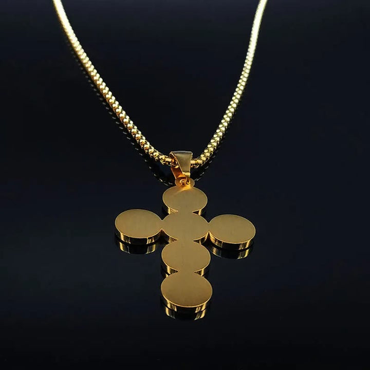 Runde Halskette mit goldenem Benediktkreuz-Anhänger - image 5