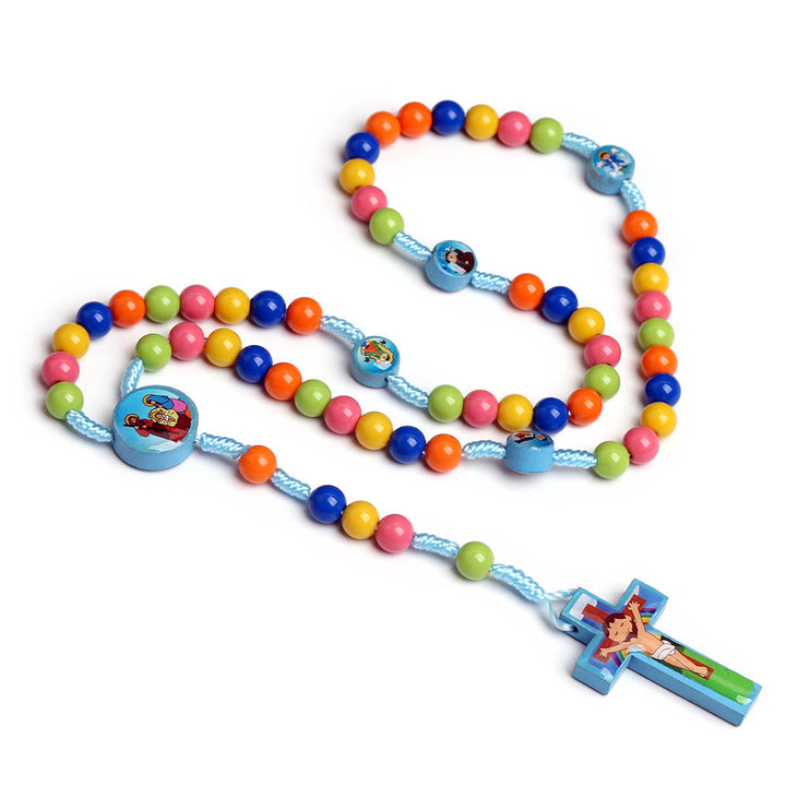 Bunte Runde Perlen Kreuz Anhänger Kinder Rosenkranz - image 7
