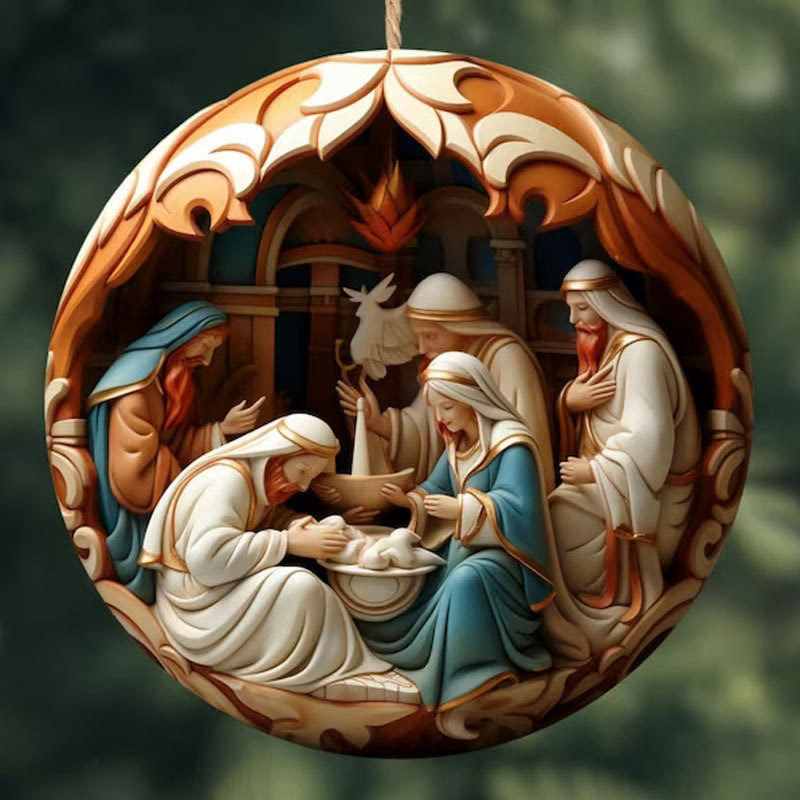 Christianartworkshop Weihnachtskrippe Flugzeug-Ornamente: Die Geburt Jesu, hängende Dekoration (6 Optionen) - Stil 1 - Keramik - image 3