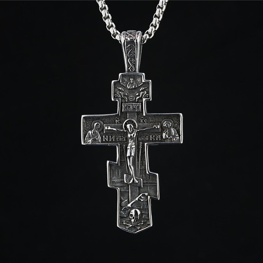 Christianartworkshop Titan-Halskette mit orthodoxem Jesus-Kreuz – Schutzschmuck - Silber - image 0