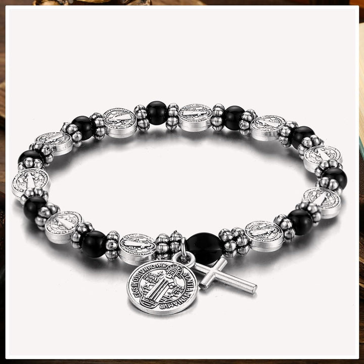 Christianartworkshop Silbernes Rosenkranz-Armband mit St. Benedikt-Medaille - image 4