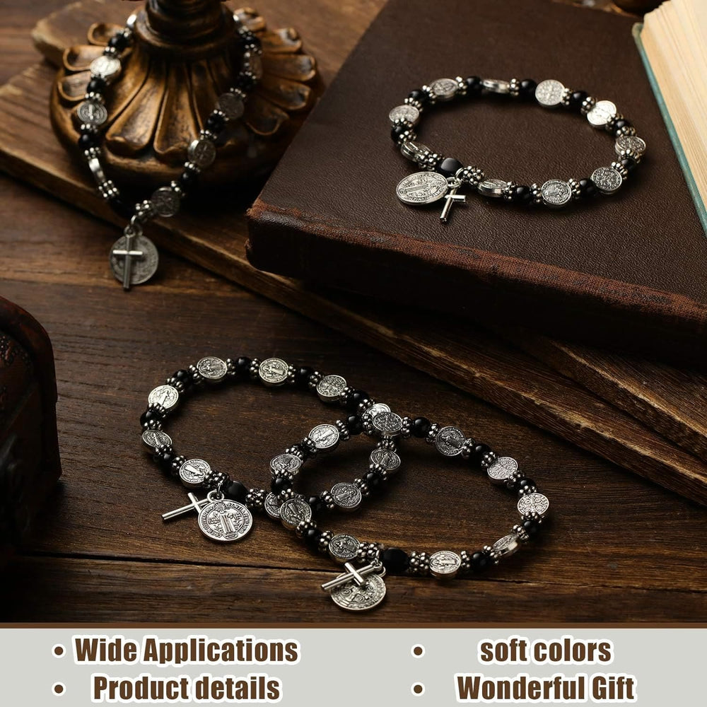 Christianartworkshop Silbernes Rosenkranz-Armband mit St. Benedikt-Medaille - image 2