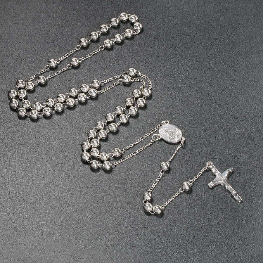 Christliche Jungfrau Maria Lange Kette Jesus Kreuz Religion Rosenkranz - Silber - image 5