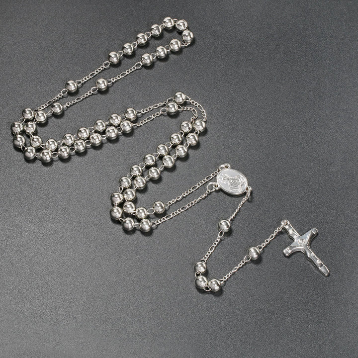 Christliche Jungfrau Maria Lange Kette Jesus Kreuz Religion Rosenkranz - Silber - image 4
