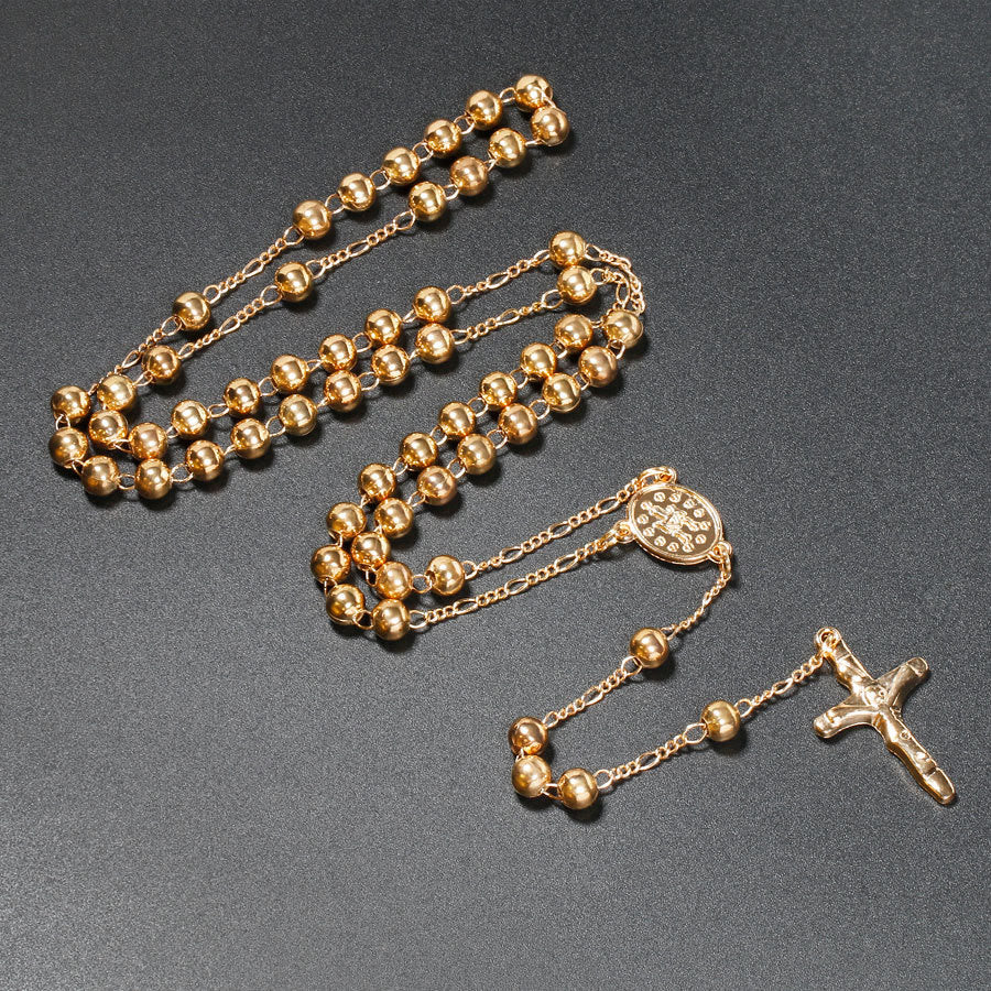 Christliche Jungfrau Maria Lange Kette Jesus Kreuz Religion Rosenkranz - Golden - image 1