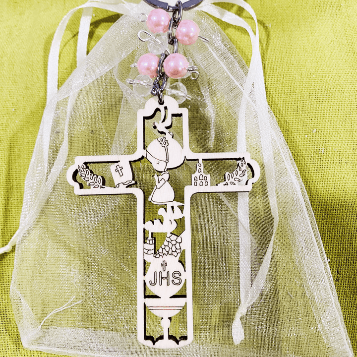 Christianartworkshop Religiöse Taufe Christus Holzschild Schlüsselanhänger - Cross-Mädchen - image 10