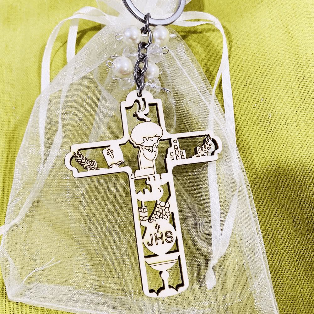 Christianartworkshop Religiöse Taufe Christus Holzschild Schlüsselanhänger - Cross-Boy - image 9