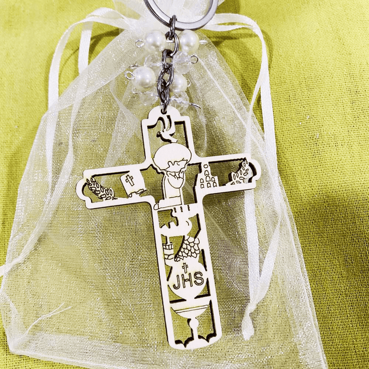 Christianartworkshop Religiöse Taufe Christus Holzschild Schlüsselanhänger - Cross-Boy - image 9