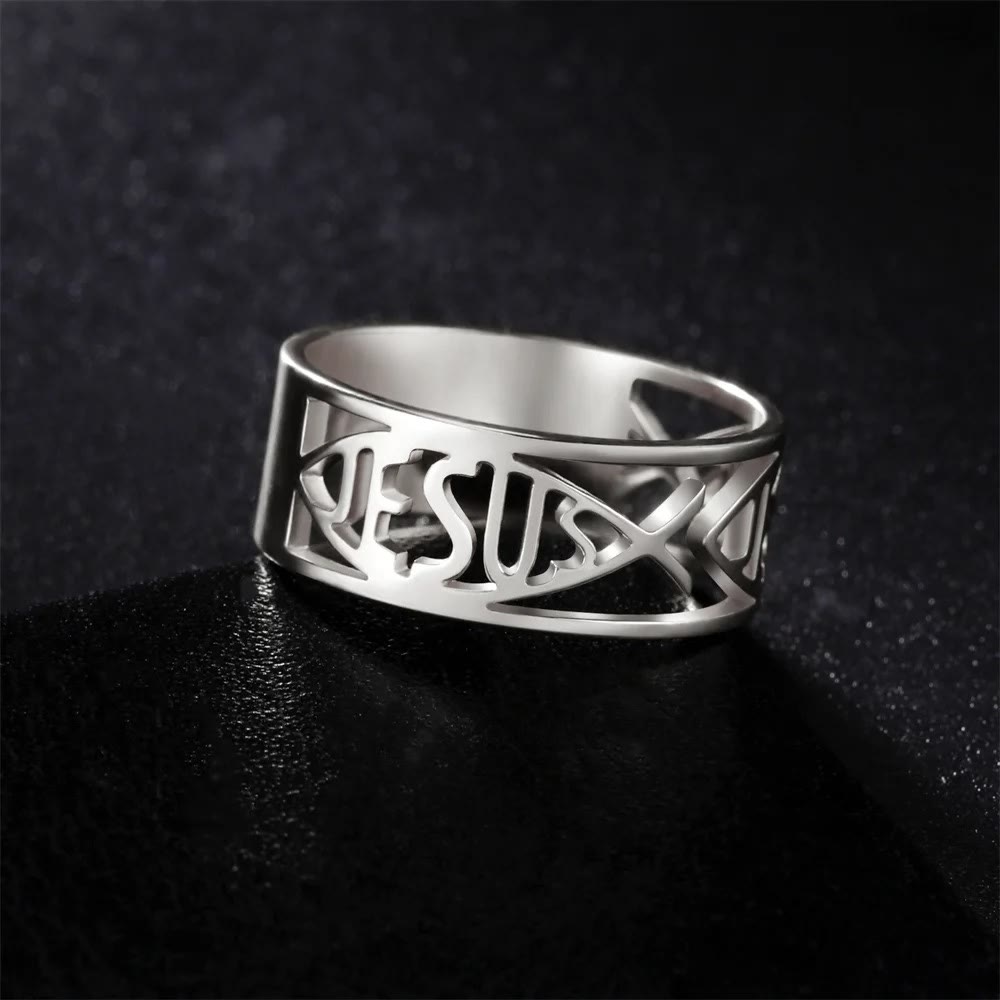 Christianartworkshop Jesus Fischskelett Titan Religion Ring - Silber - US11 - image 5