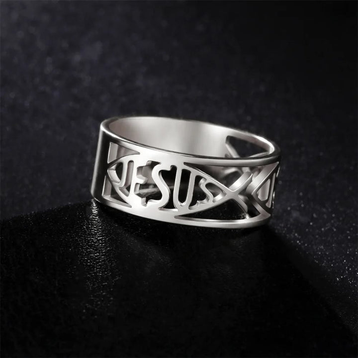 Christianartworkshop Jesus Fischskelett Titan Religion Ring - Silber - US11 - image 5