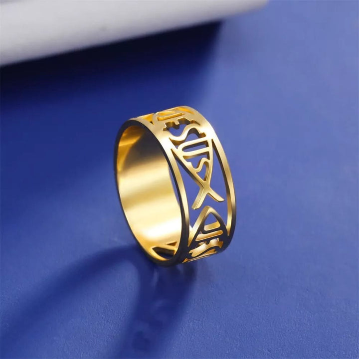Christianartworkshop Jesus Fischskelett Titan Religion Ring - image 3
