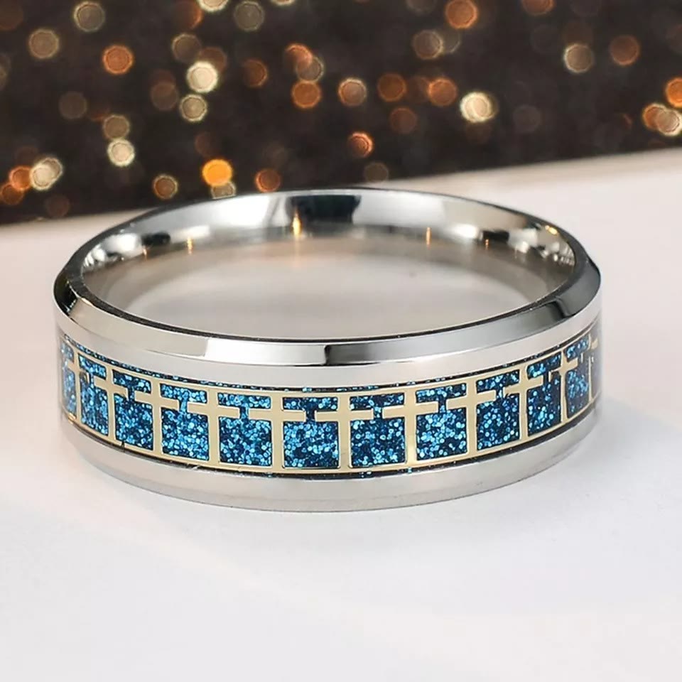 Christianartworkshop Shinny Jesus Kreuz Ring Religiöser Bandschmuck - image 8