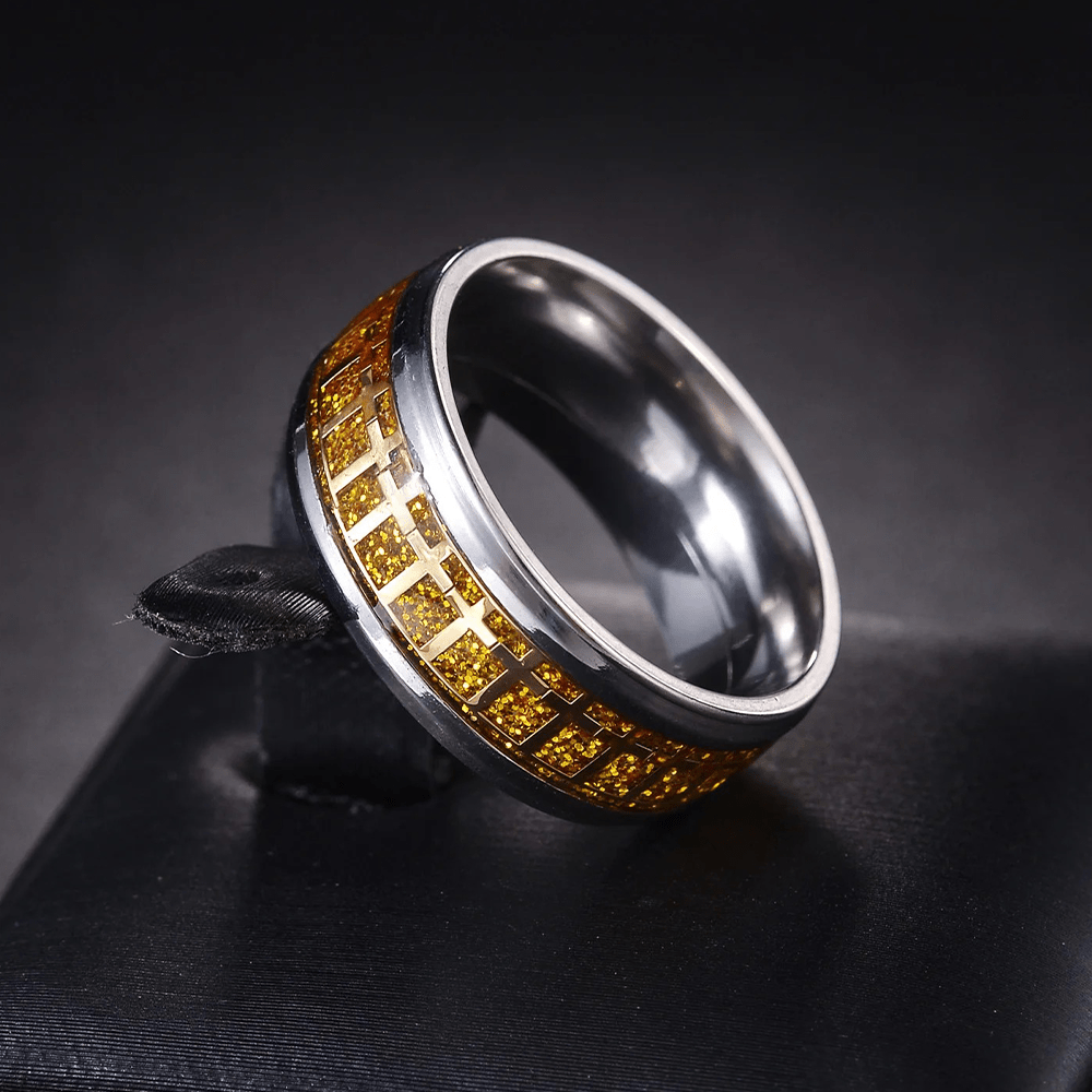 Christianartworkshop Shinny Jesus Kreuz Ring Religiöser Bandschmuck - Golden - US13 - image 3