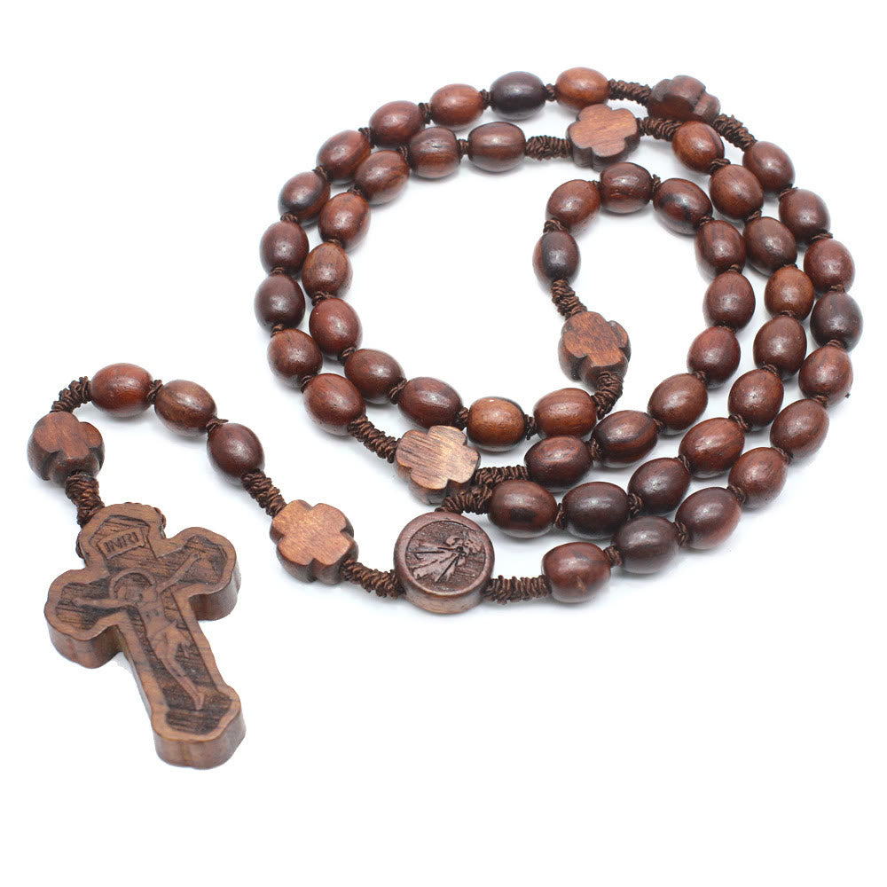 Handgefertigter christlicher Rosenkranz aus Rosenholz mit Kreuz - image 6
