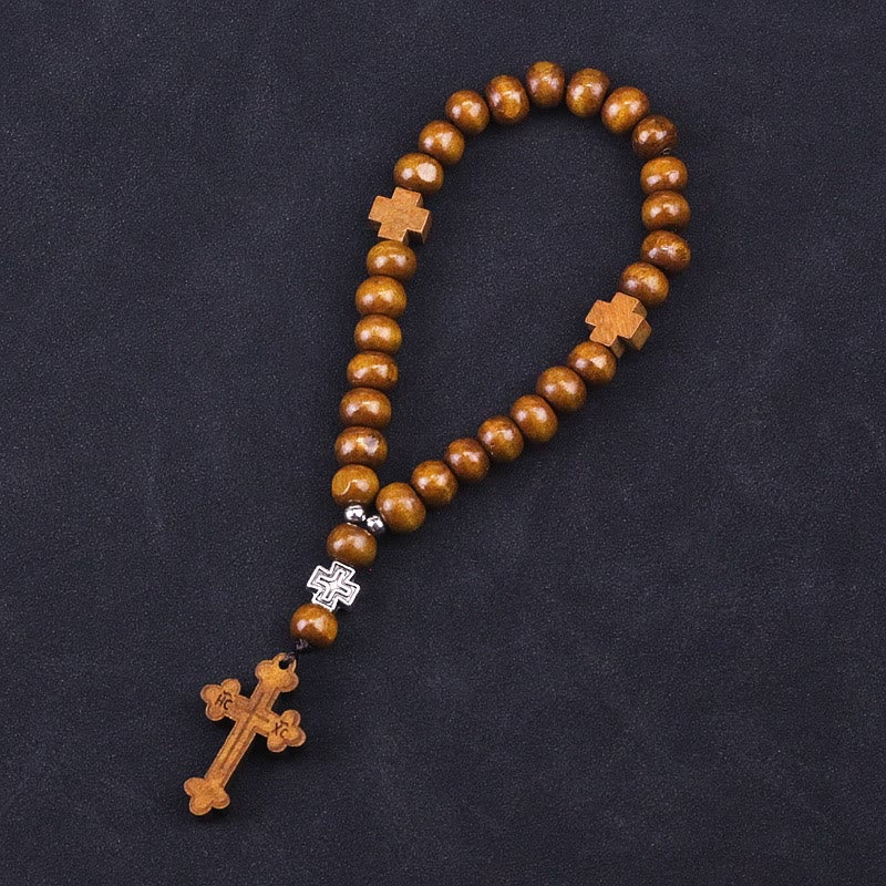 Christus Holz Taufe Quaste Perlen Armband Rosenkranz - image 2