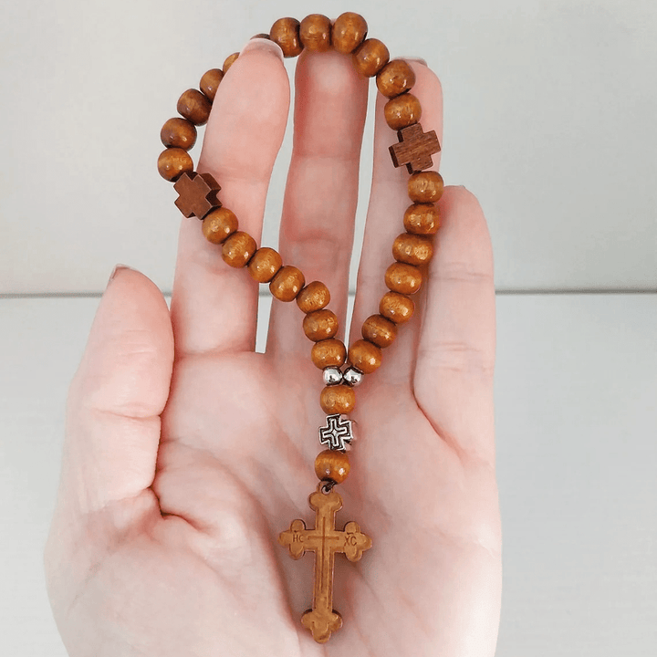 Christus Holz Taufe Quaste Perlen Armband Rosenkranz - image 5