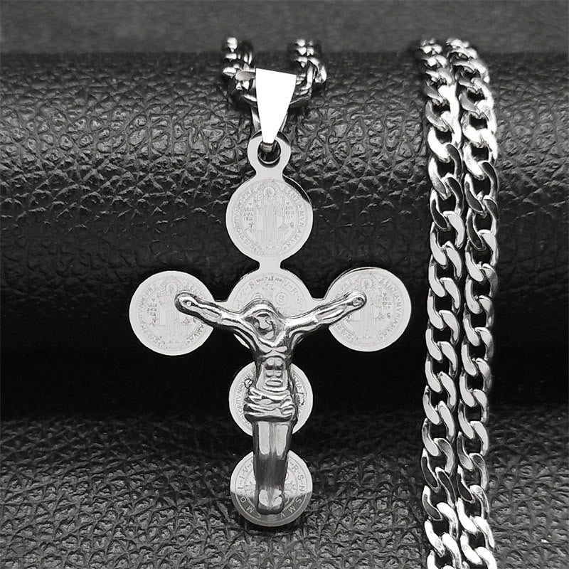 Christianartworkshop Halskette mit Kreuzanhänger der Medaille des Heiligen Benedikt - Silber - image 6