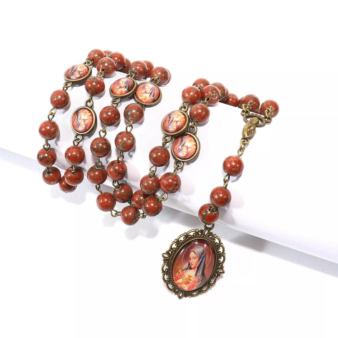 Christianartworkshop Rosenkranz aus natürlichem Sesamstein „Unsere Liebe Frau, die sieben Leiden“ - image 9