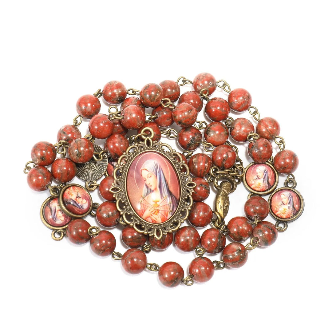 Christianartworkshop Rosenkranz aus natürlichem Sesamstein „Unsere Liebe Frau, die sieben Leiden“ - image 9