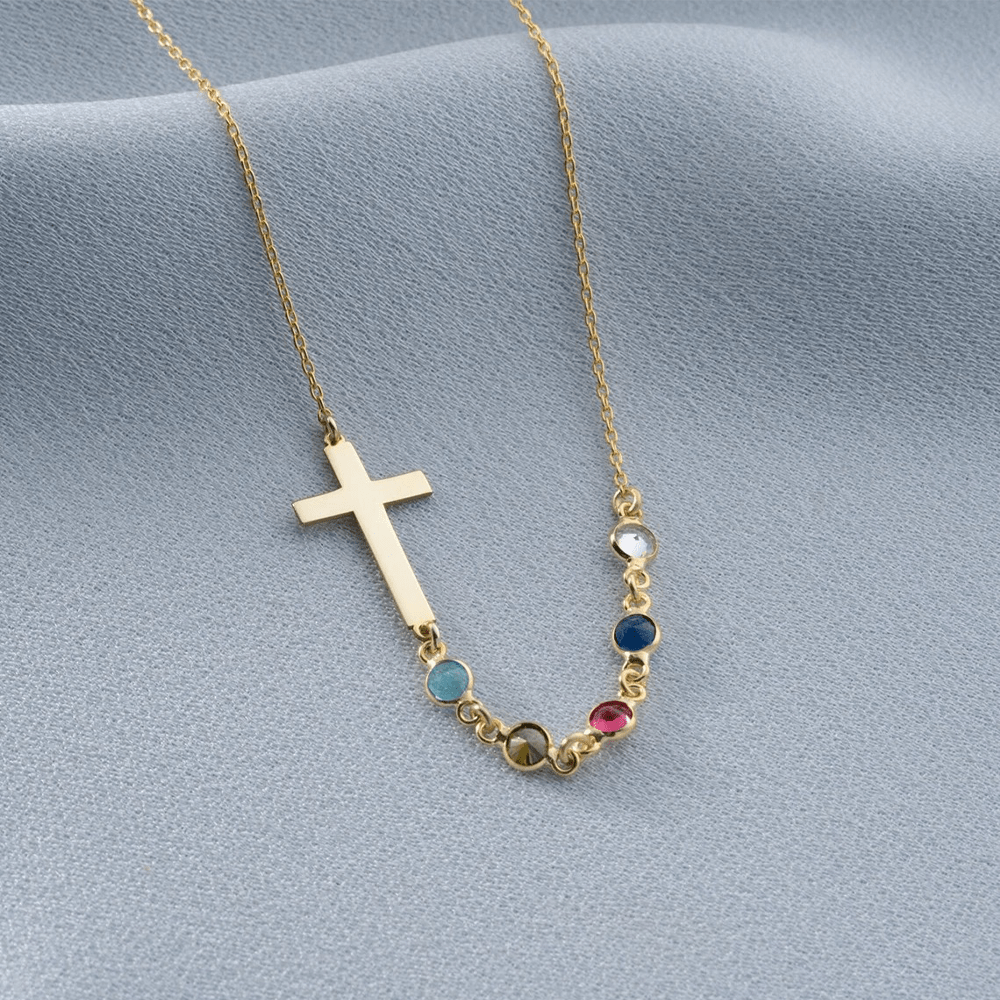 Christianartworkshop Halskette mit biblischem Geburtsstein-Kreuz, Religionsschmuck, Geschenk - image 3