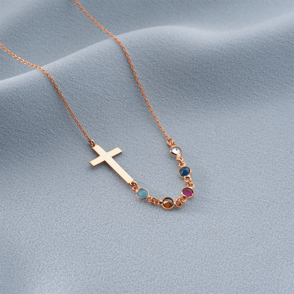 Christianartworkshop Halskette mit biblischem Geburtsstein-Kreuz, Religionsschmuck, Geschenk - Roségold - image 9