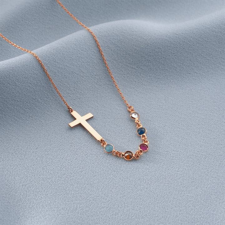 Christianartworkshop Halskette mit biblischem Geburtsstein-Kreuz, Religionsschmuck, Geschenk - Roségold - image 9