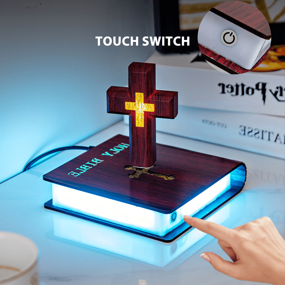 Christianartworkshop Buchbasierter Magnetischer Levitationskreuz-Ornament - Buchbasis – Rotes Kreuz - AU-Stecker - image 3