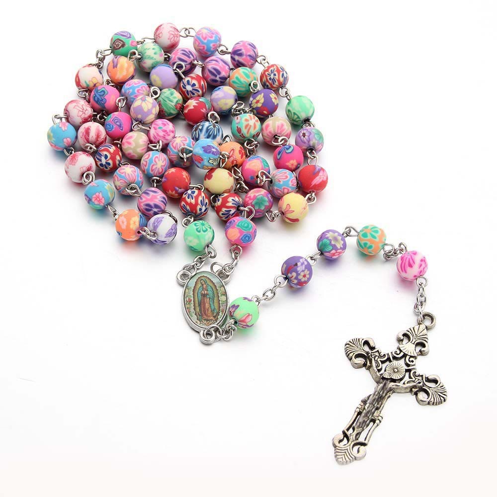 Christliches Kreuz, katholischer Rosenkranz, mehrfarbig - image 3