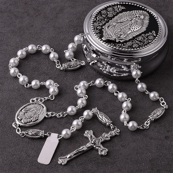 Katholischer Rosenkranz mit weißen Perlen Unserer Lieben Frau von Guadalupe - image 4