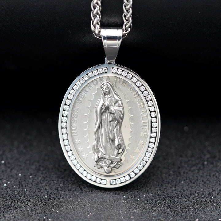 Christianartworkshop Halskette mit religiösem Anhänger der Jungfrau Maria aus Edelstahl - Silber - image 1