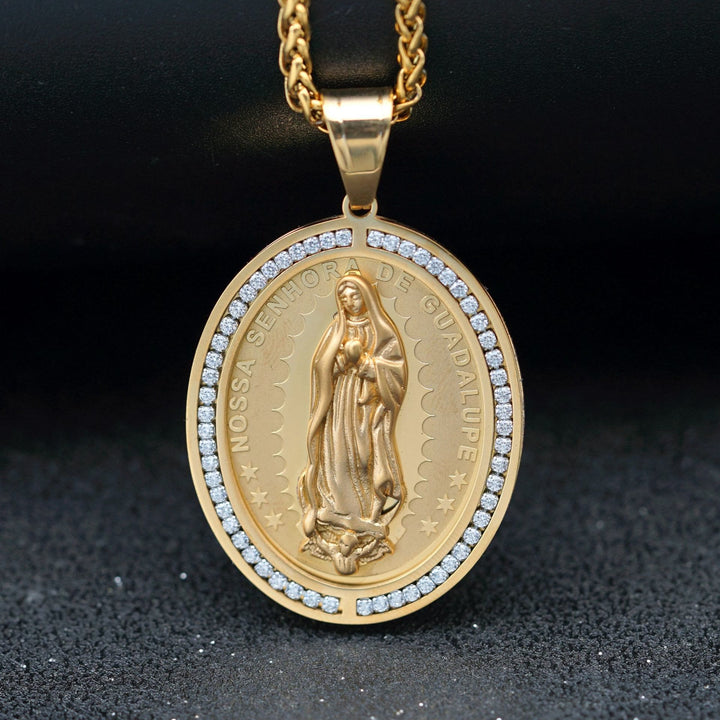 Christianartworkshop Halskette mit religiösem Anhänger der Jungfrau Maria aus Edelstahl - Golden - image 4