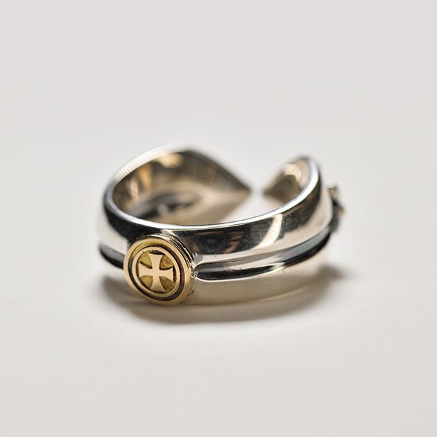 Christianartworkshop Mittelalterlicher Retro-Kreuz-Iris-Verstellbarer Ring - US 8 - image 0