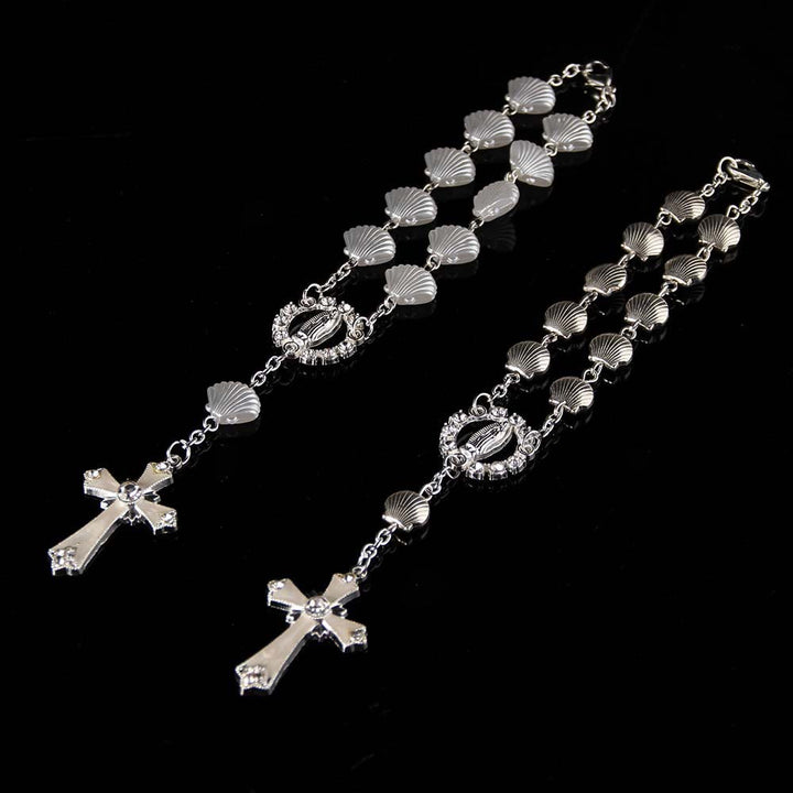 Muschel-Stern-Perlenarmband, katholischer religiöser Rosenkranz - image 2