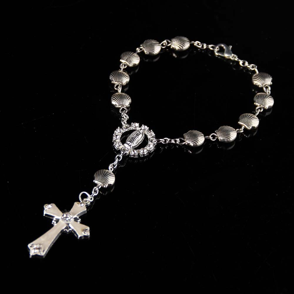 Muschel-Stern-Perlenarmband, katholischer religiöser Rosenkranz - Legierungsschale - image 5