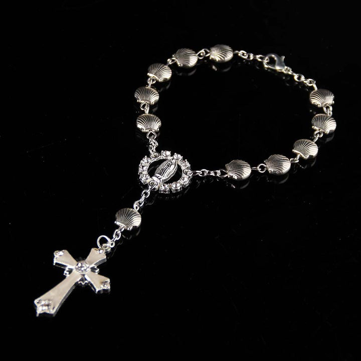 Muschel-Stern-Perlenarmband, katholischer religiöser Rosenkranz - Legierungsschale - image 5