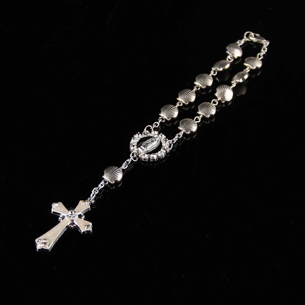 Muschel-Stern-Perlenarmband, katholischer religiöser Rosenkranz - image 8