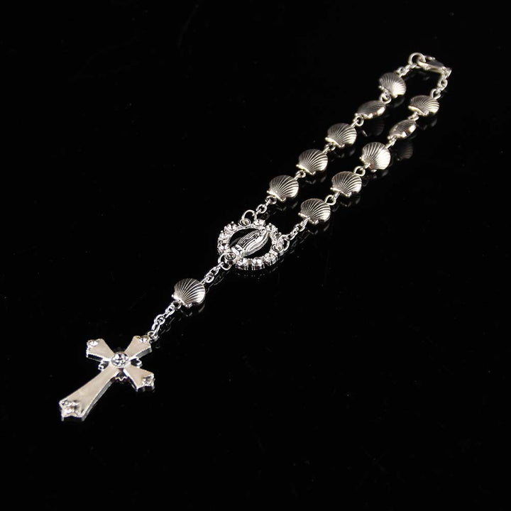 Muschel-Stern-Perlenarmband, katholischer religiöser Rosenkranz - image 8