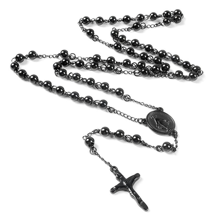 Rosenkranz aus schwarzen Edelstahlperlen - image 6