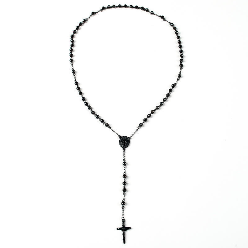 Rosenkranz aus schwarzen Edelstahlperlen - image 7