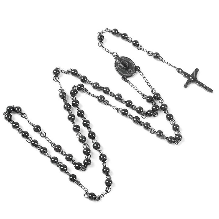 Rosenkranz aus schwarzen Edelstahlperlen - image 4