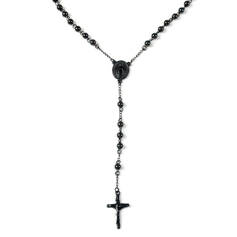 Rosenkranz aus schwarzen Edelstahlperlen - image 8