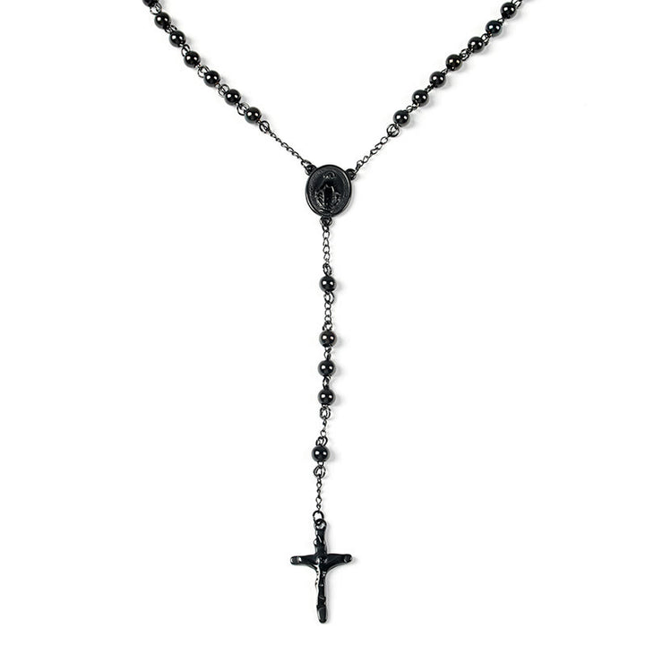 Rosenkranz aus schwarzen Edelstahlperlen - image 8